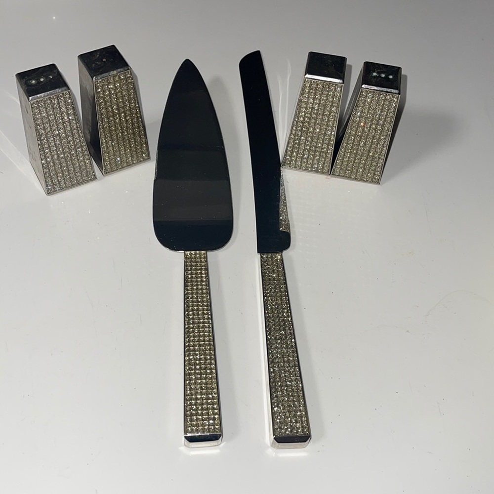 Z Gallerie salt shakers and serveware for a cake